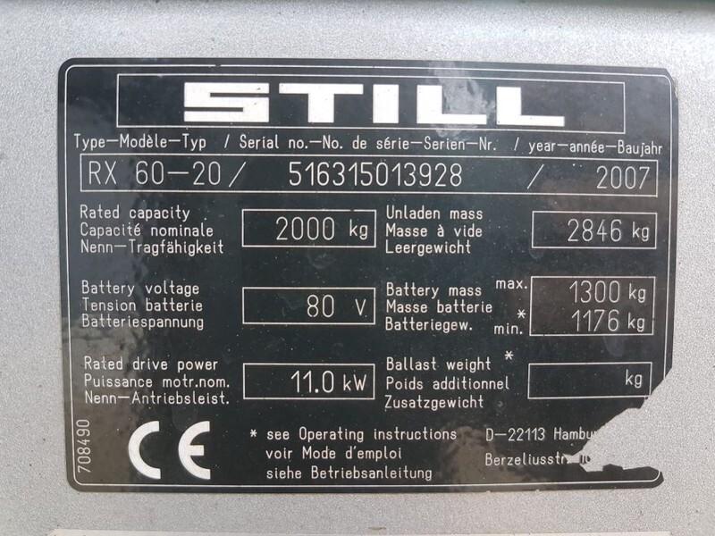 Electric forklift RX60-20 2 ton Triplex Freelift Sideshift Elektra Heftruck RX60-20 2 ton Triplex Freelift Sideshift Elektra Heftruck- Photo 4